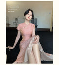 Chinese Style Dress Qipao Traditional Clothing Retro Young Improved Short Sleeve Cheongsam Dress Slim for Women Clothes Wedding