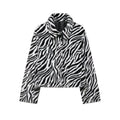 Women Chic Zebra Print Faux Fur Cropped Jacket Lapel Collar Single Breasted Warm Short Coat Autumn Winter Fashion Street Jackets