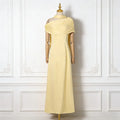 Formal Evening Party Solid Dress for Women Diagonal Collar Off Shoulder High Waist Elegant Maxi Dresses with Ribbon Female