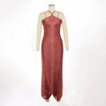 New Fashion Women Sexy Halter Off the Shoulder Tassel Bodycon Long Bandage Dress Celebrate Evening Party Nightclub Wear