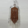 Fashion Knit Tassels Women's Cropped Vest Hollow Out Halter Sleeveless Backless Beach Tops 2026 Summer Lady Chic All-match Top