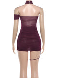 Sexy Cross Bandage Dress Women See Through Y2K Backless Halter Sleeveless Summer Trend Midnight Clubwear Mini Bodycon
