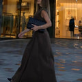 Solid Minimalist Slimming Dresses for Women O Neck Sleeveless High Waist Temperament Dress Female New