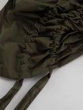 Vintage Drawstring Women Shirts Lapel Collar Long Sleeve Loose Shirt for Street Gathering Wear Fashion Autumn New