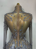 Women Sexy Long Sleeve Diamond Tassel Dress Nightclub Performance Stage Costume Celebrity Evening Party Luxury Birthday Dress