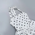 Polka Dot Vacation Mini Dress For Women  High Waist A-line Ball Gown Dress Sleeveless Halter Neck Female Summer Fashion