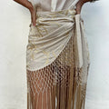 Beige Embroidered Long Tunic Top V Neck Long Sleeve Lace Fringe Hem Boho Blouse 2026 Summer Beach Vacation Cover‑up Streetwear