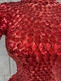 Lady Fish scales shell sequins Scale Sequin Bodysuit HighNeck Short Sleeve Ruffle Skirt Costume For Women Nightclub Stage Wear