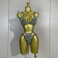 Sexy Swimwear Fashion Bar Blingbling Bikini Sparkly Crystal Bikini Two Piece Set Bathingsuit Bikini Nightclub Stage Show Outfit