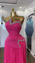 Women's Set Diamonds Hot Rhinestones Crop Top and Pleated Wide Leg Pants Suit  Two 2 Piece Sets Outfits Tracksuit