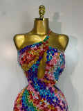 Women Sexy Backless Hollow Out Shiny Diamond Evening Prom Gown Luxury Birthday Festival Celebrate Nightclub Stage Outfit