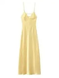Solid Backless Stain Maxi Dress Women's Casual Spaghetti Strap V-neck High Waist Dresses 2026 Lady Summer Vacation Party Gowns