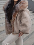 Vintage Pocket Women Jackets Hooded Long Sleeve Chic Loose Jacket for Casual Streetwear Occasion Winter Fashion New