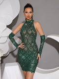 Women Luxury Sexy Mesh Crystal Diamonds sequin Mini Dress Birthday Party Costume Bar Nightclub Stage Performance Clothing