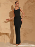 Sexy Backless Diamond Chain Design Bandage Maxi Long Dress 2026 Women'S Sleeveless Bodycon Celebrity Dinner Party Gowns