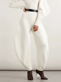 Solid Knitting Minimalist Pants For Women High Waist Loose Temperament Lantern Trousers Female Fashion Clothing Style 2023