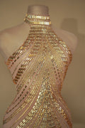 High-End Luxury Performance Clothes Nightclubs  Full Of Diamonds Neck Skirts Female Singers Models Catwalk Vestido De Luxo Festa