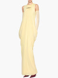 Elegant Vintage Spliced Ribbon Dresses for Women O Neck Sleeveless bodycon Folds Evening Luxurious Maxi Dress Female