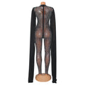 Shawl Sleeve Mesh Crystal Jumpsuit Women's Jumpsuit Luxury Transparent Sequins Party Jumpsuit Birthday Set Prom Dresses