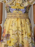 Luxurious Party Folds Design Draped Dress for Women V Neck Flying Sleeve Tunic Floral Printing Vintage Midi Dresses Female