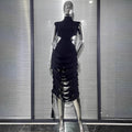 Design Hollow Ribbon Backless Sleeveless Bandage Dress Fashion Party Vacation Stage Performance Gown Dresses Woman Elegant Party