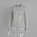 Mohair Round Neck Pullover Sweater For Women 2025 Spring Summer New Knitted Bottom Semi-sheer Knit Sweater Female Top