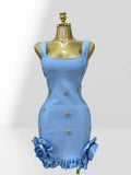 Women's Summer Shiny Rhinestone Bud Sleeveless Hip-Hugging Dress European Size Glam Fashion Party Bandage Performance Gown Dress