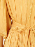 Elegant Chiffon Layered Ruffles Design Dress for Women Short Sleeves Waist Belt Spliced Diamonds Accent for Afternoon Tea