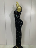 Elegant Birthday Gowns Luxury Diamonds Sleeveless Bodycon Bandage Long Dress High Street Celebrate Evening Prom Club Party Dress