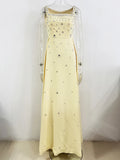 Elegant Celebrity Evening Party Gowns Women's Heavy Industry Diamonds Beading Sleeveless Tank Long Dress Vestidos