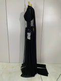 Luxury Elegant Birthday Party Prom Sparkly Diamonds Long Sleeves Mesh See-Through Maxi Abaya Women Evening Wedding Guest Gowns