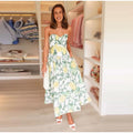 Print Women Dress Strapless Camisole Dress High Waisted Floral Dress Slimming Design Fashion Wear Daily Style
