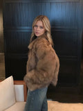 Winter Faux Fur Long Sleeves Short Coat Women Luxury Stand Collar Fluffy Furry Jacket Warm Elegant Lady Fashion Plush Coats 2026