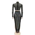 Women's 2 Piece Outfits Rhinestone Fringe Crop Cami Top and Bodycon Skirt Set Sexy Women's Nightclub Dress Party Dresses