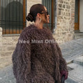 Winter 2026 Hot Chocolate Fluffy Chunky Sheep Fur Coat Women Oversized Overcoat Outerwear Ins Street Fashion Fur Jacket