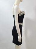 Ladies Luxury Diamond Strapless Tight Backless Design Celebrity Party Club Black Sleeveless Sexy Mini Bandage Dress