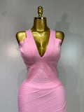 Women Sleeveless Sexy V-neck Tassel Bodycon Bandage Dress Celebrity Elegant Evening Party High Quality Club Birthday Dress
