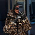 Women Leopard Print Hooded Ski Suit Set Waterproof Windproof Snow Jacket Pants Two Piece Outfit Winter Snowboard Skiing Costume