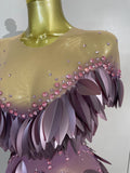 Women Birthday Evening Party Costume Luxury Sexy Mesh See Through Sparkly Diamonds Mini Dress Nightclub Stage Performance Outfit