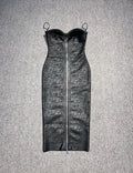 Black Foil Color Women Sexy Strapless Bodycon Bandage Dress Fashion Celebrate Evening Party Birthday Photo Shoot Dress