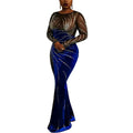 Women's Glamorous Mesh Rhinestone Long Sleeve Evening Maxi Dress Gorgeous Patchwork Diamond Party Dresses Birthday Outfit