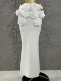 Women Sexy Strap Florlas 2 Pieces Bodycon Long Bandage Dress Nightclub Party Bar Singer Celebrate Birthday Outfit