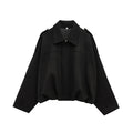 Women's Faux Suede Cropped Bomber Jacket Lapel Collar Zipper Loose Autumn Winter Casual Streetwear Vintage Coat 2026 New