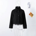 Stand Collar Women's Outerwear Single Breasted Long Sleeve Coat Solid Loose Woolen Coat Daily Commuter Wear Fall Collection 2026