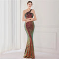 High Quality Women Design Maxi Dress Sexy One Shoulder Sequin Evening Dress Party Night Elegant Long Prom Dress Vestidos