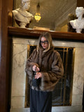 Women Brown Faux Fur Long Sleeve Jacket High Stand Collar Batwing Sleeve Warm Outfit Winter Lady New Highstreet Outerwear 2026