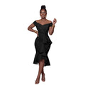 Ruffles Dress Women Off Shoulder Sexy Sleeveless Bow Tie Bodycon Party Night 2026 Formal Birthday Party Banquet Gown