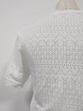 Summer Edge Date White Hollow Knit Two Piece Set for Women Button Accent Crop Top Mermaid Skirt Outfit for Casual Daily Wear