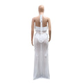Elegant Halter Neck Long Dress for Women Ruffle Tiered Bodice Side Cutout Sheer Mermaid Skirt Sexy Party Prom Wedding Guest