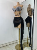 High Quality Women's Outfit Stage Performance Singer Dancer Costume Sexy Crop Top Skirt Two Pieces Sets Luxury Diamonds Dress